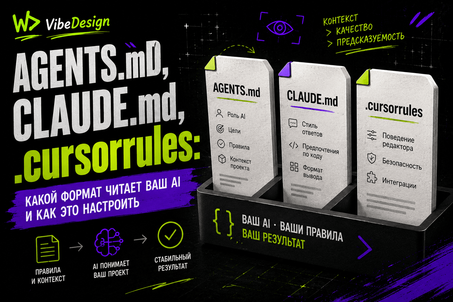 AGENTS.md, CLAUDE.md, .cursorrules: what format your AI reads and how to set it up cover