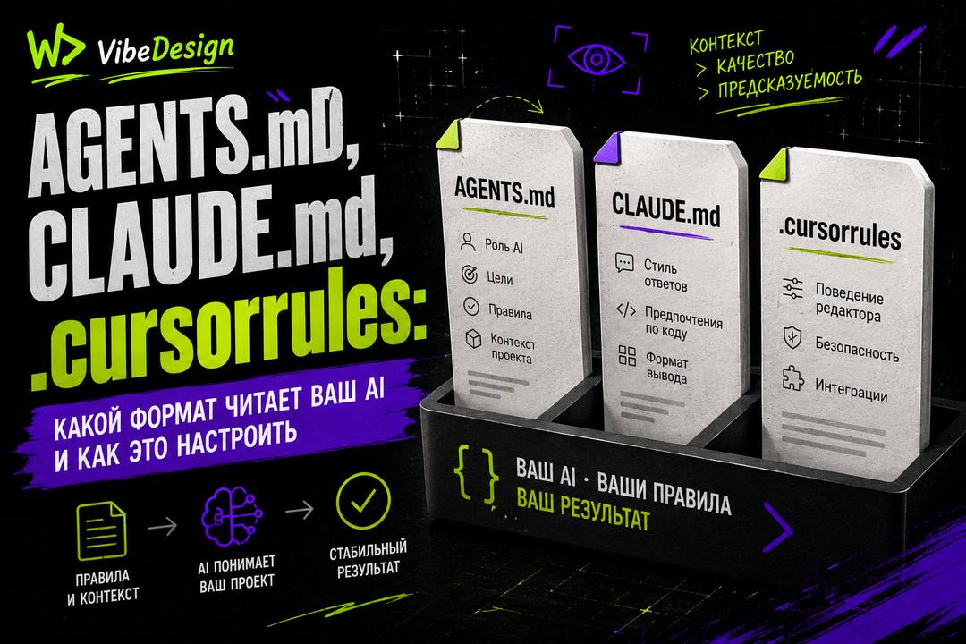 AGENTS.md, CLAUDE.md, .cursorrules: what format your AI reads and how to set it up - обложка
