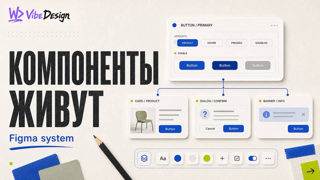 Figma components that survive updates: variants, auto layout and tokens - обложка