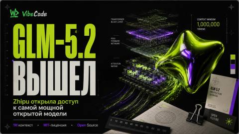 GLM-5.2 вышел: Zhipu открыла доступ к самой мощной открытой модели — 1M контекст, MIT-лицензия и открытый исходный код на следующей неделе - обложка