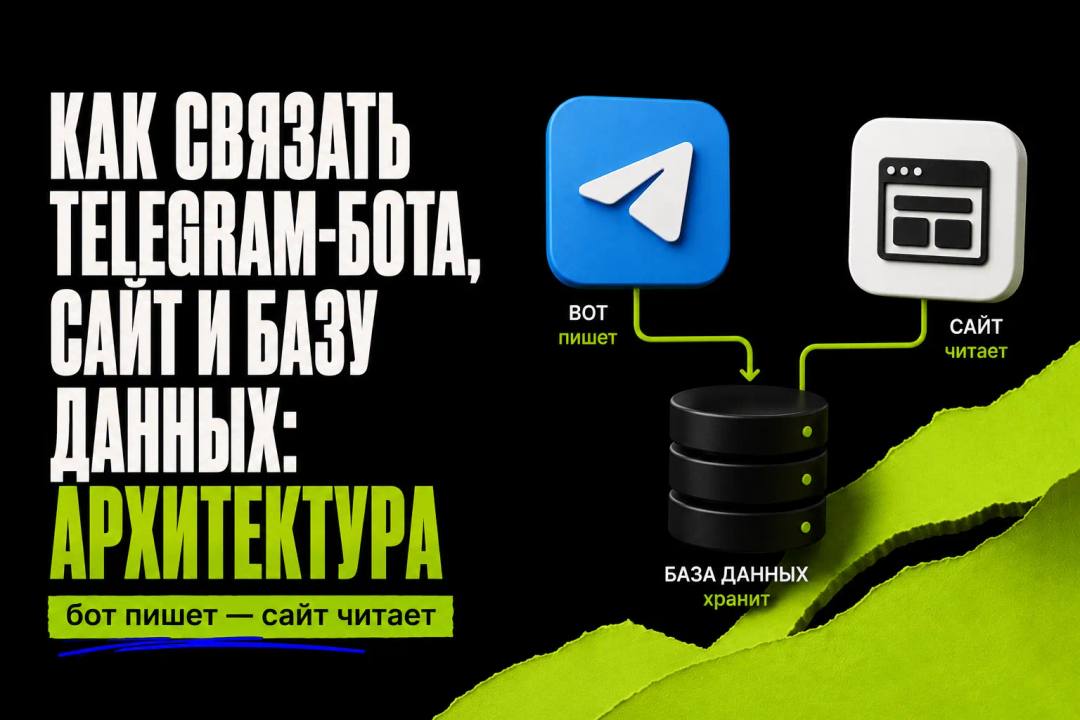 How to link Telegram bot, website and database: bot architecture writes - site reads - обложка