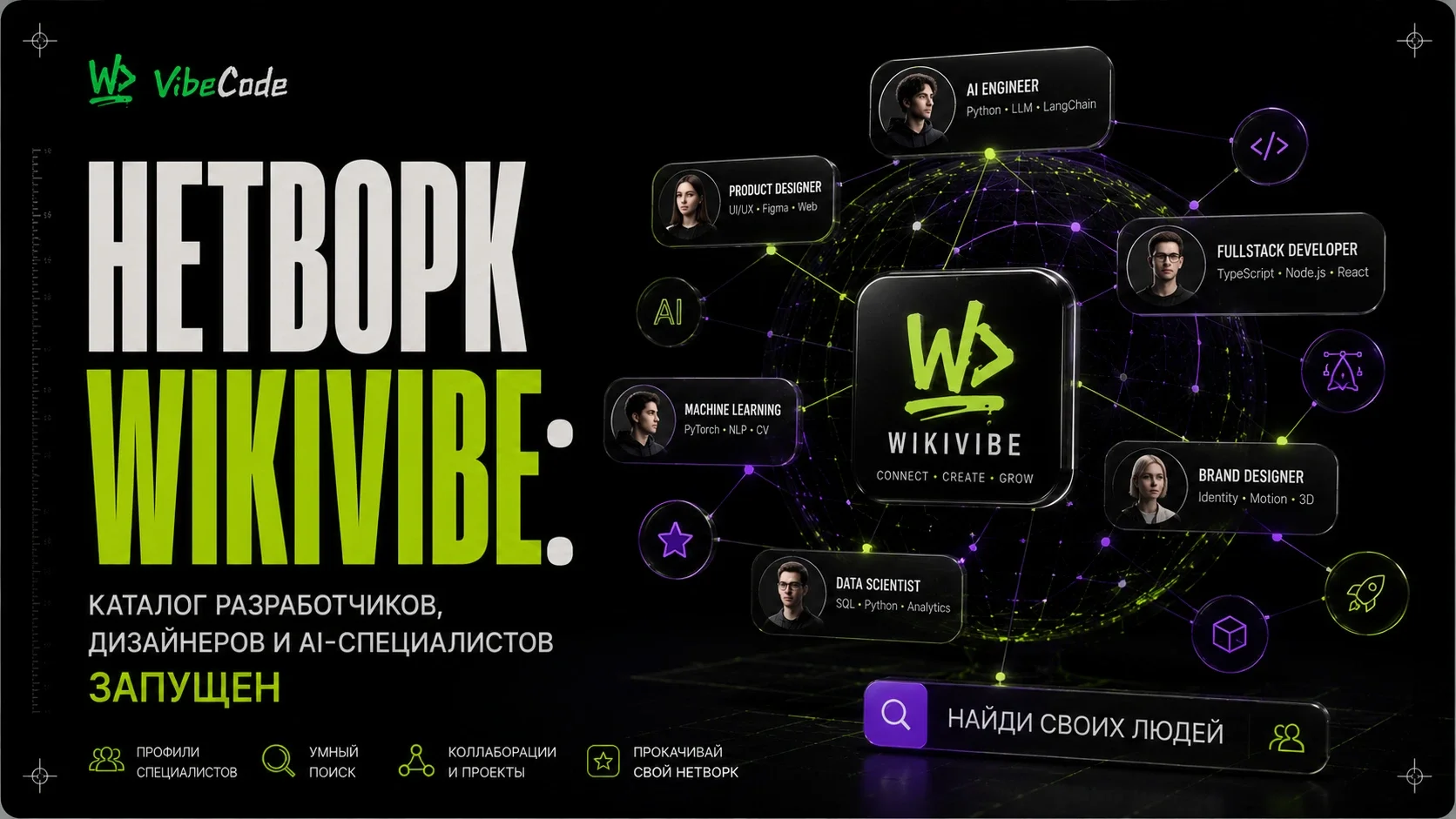 Wikivibe network: a catalog of developers, designers and AI specialists launched cover
