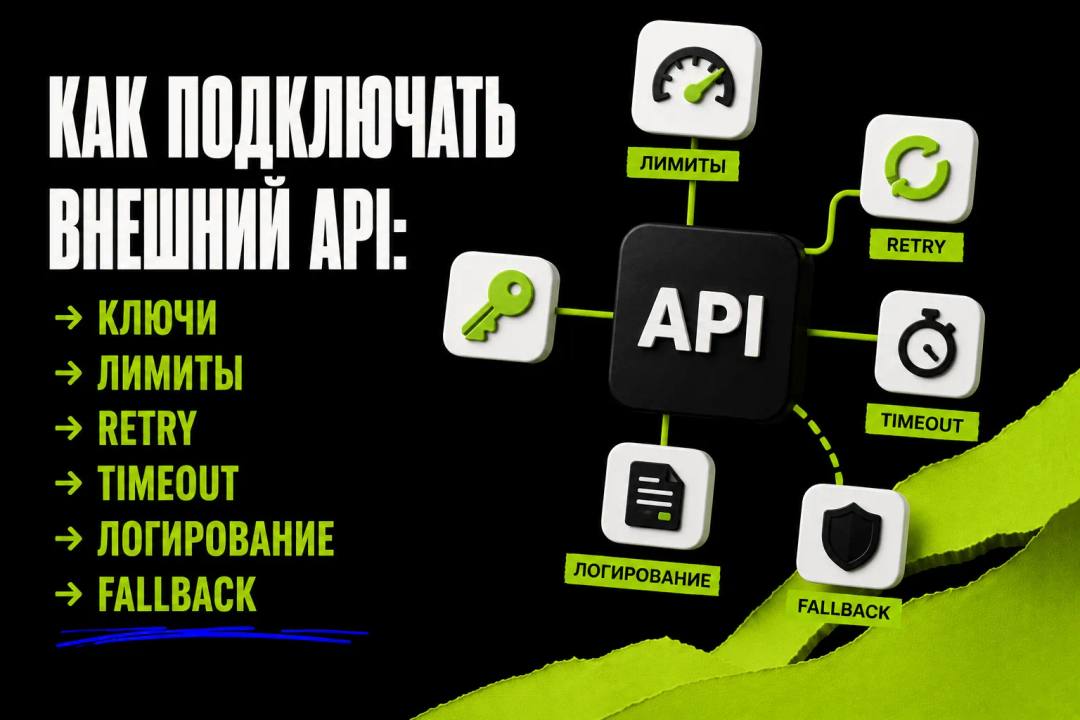 How to connect an external API: keys, limits, retry, timeout, logging and fallback - обложка