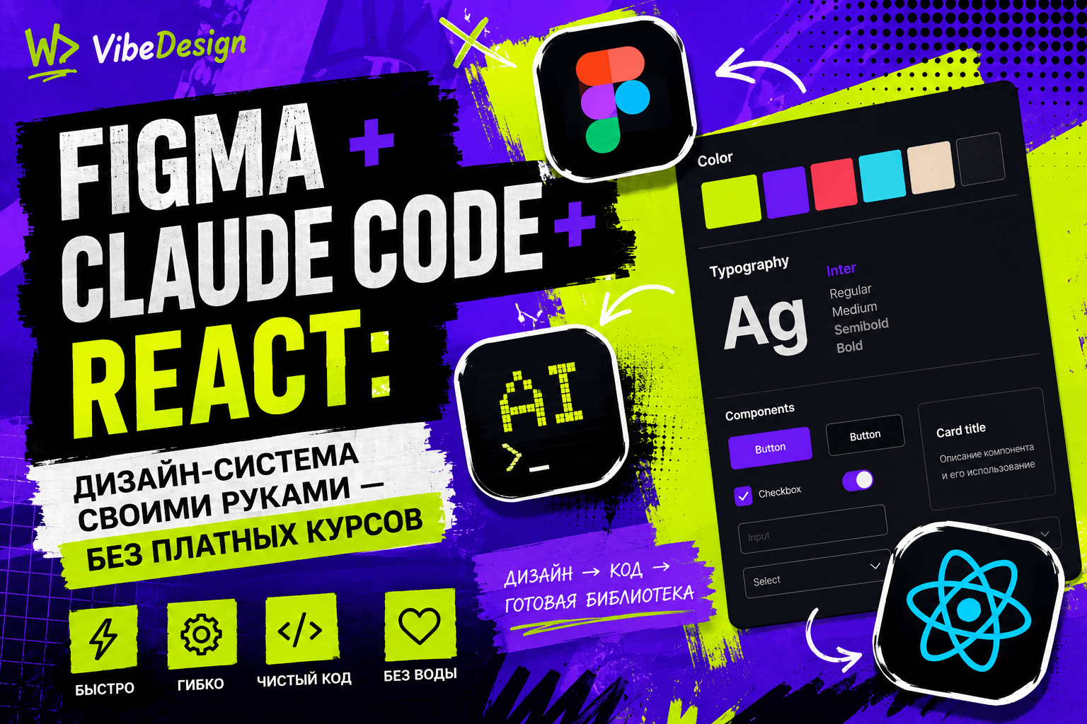 Figma + Claude Code + React: дизайн-система своими руками — без платных курсов — обложка